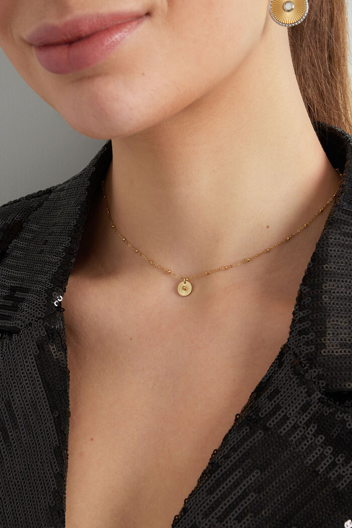 Halskette mit runder Münze - Gold Bild3